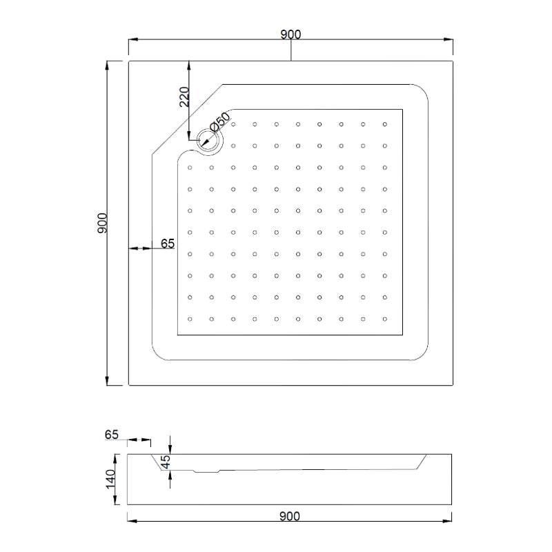 Mexen Rio čtvercová sprchová kabina 90 x 90 cm, matné sklo, černá + sprchová vanička, bílá - 860-090-090-70-30-4510