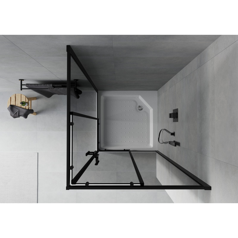 Mexen Rio čtvercová sprchová kabina 90 x 90 cm, grafit, černá + vanička, bílá - 860-090-090-70-40-4510
