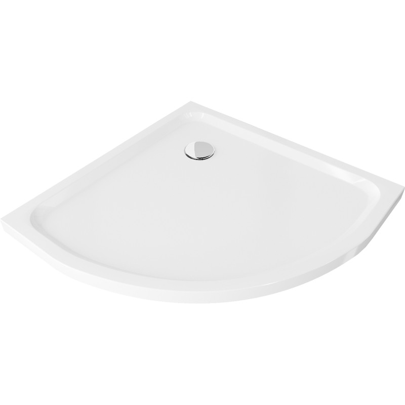 Mexen Flat půlkruhový sprchový kout slim 100 x 100 cm, bílý, sifon chrom - 41101010