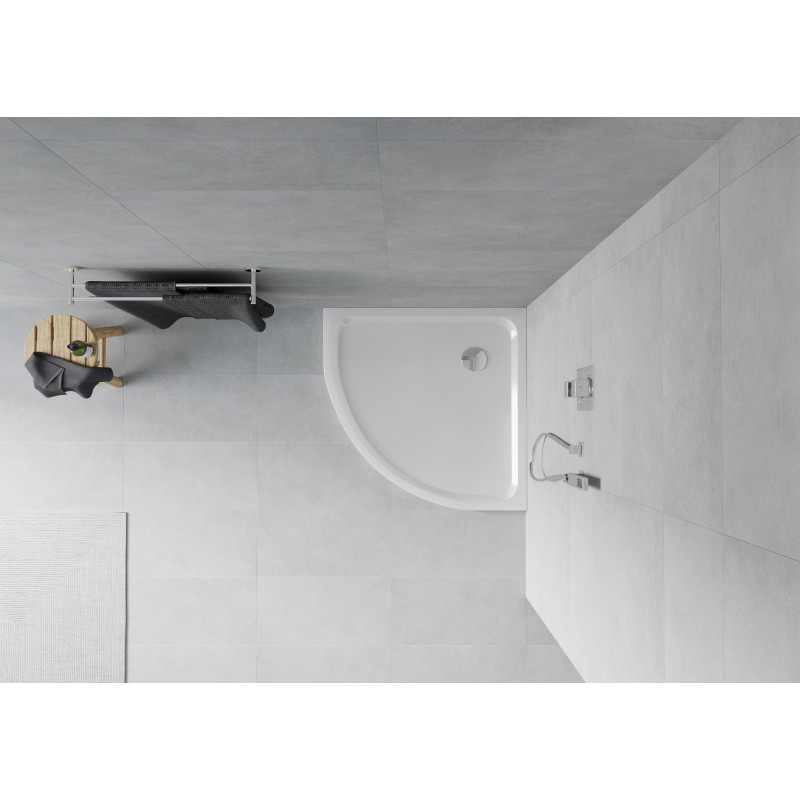 Mexen Flat půlkruhový sprchový kout slim 100 x 100 cm, bílý, sifon chrom - 41101010