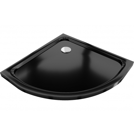 Mexen Flat polokulatá vanička do sprchového koutu slim 100 x 100 cm, Černá, sifon Chromovaná - 41701010