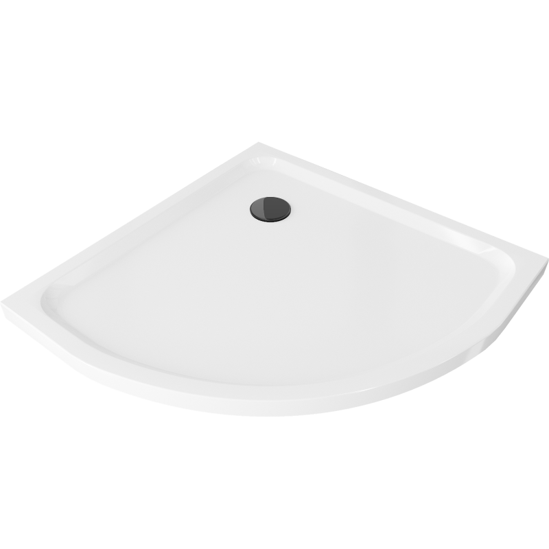 Mexen Flat slim půlkruhový sprchový kout 100 x 100 cm, bílý, černý sifon - 41101010B