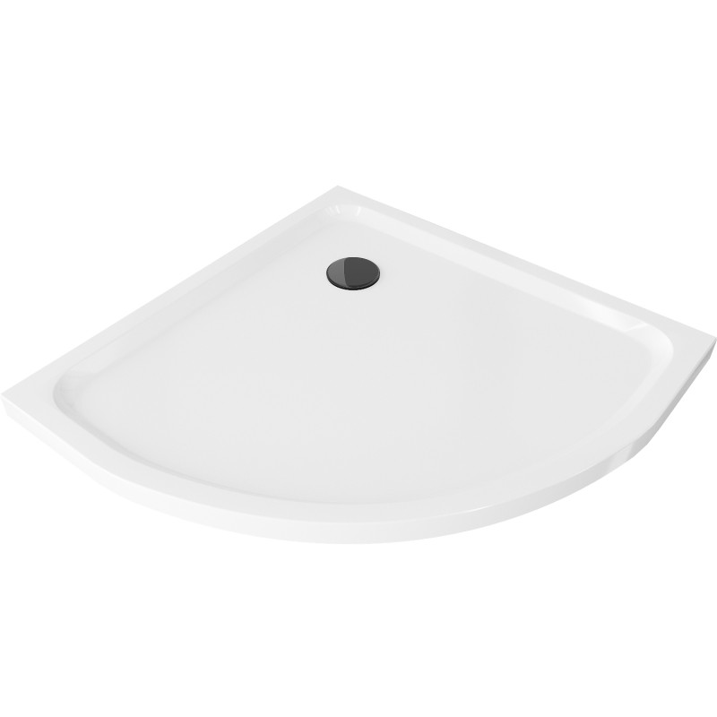 Mexen Flat sprchová vanička půlkruhová slim 100 x 100 cm, bílá, černý sifon - 41101010B