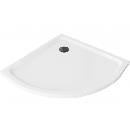 Mexen Flat slim půlkruhový sprchový kout 100 x 100 cm, bílý, černý sifon - 41101010B