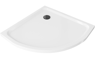 Mexen Flat slim půlkruhový sprchový kout 100 x 100 cm, bílý, černý sifon - 41101010B