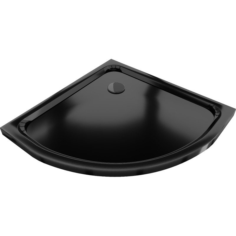 Mexen Flat polokruhový sprchový kout slim 100 x 100 cm, černý, sifon černý - 41701010B