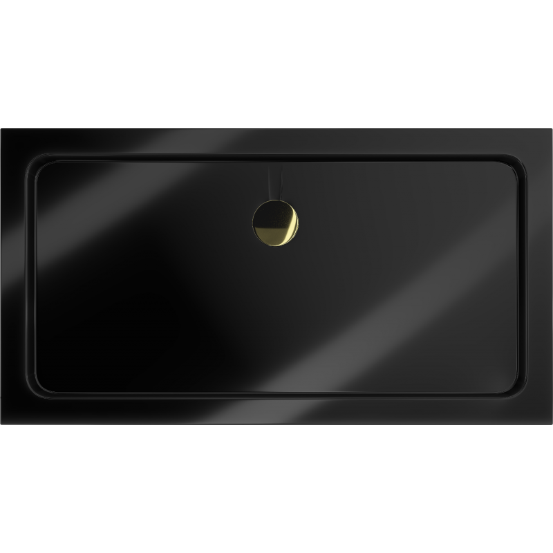 Mexen Flat obdélníkový sprchový kout slim 120 x 70 cm, černý, sifon zlatý - 40707012G