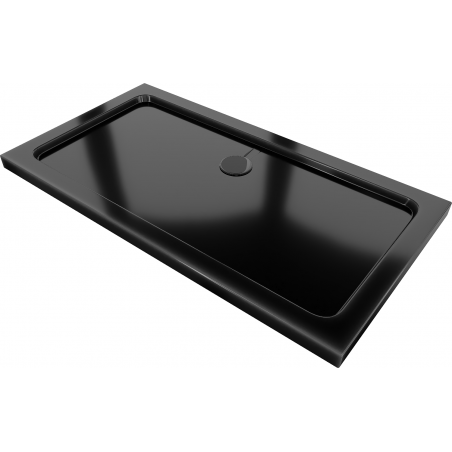Mexen Flat obdélníkový sprchový kout slim 130 x 70 cm, černý, černý sifon - 40707013B