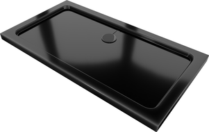 Mexen Flat obdélníkový sprchový kout slim 130 x 70 cm, černý, černý sifon - 40707013B