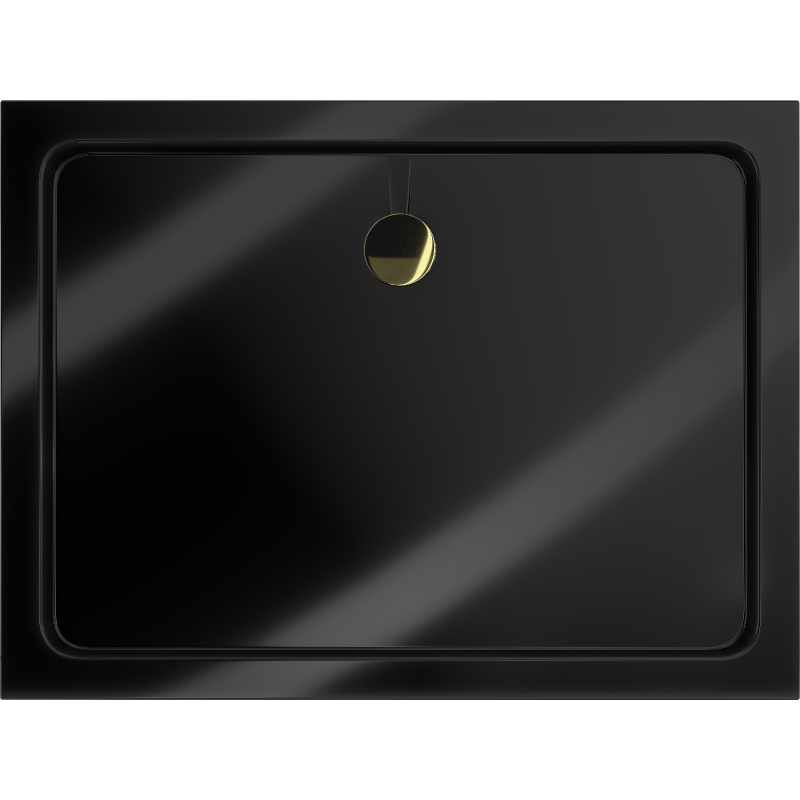Mexen Flat obdélníkový sprchový kout slim 130 x 80 cm, černý, sifon zlatý - 40708013G