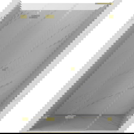 Mexen Lunar-F L skládací sprchové dveře levé 135 cm, transparentní, zlaté kartáčované - 836SL-135-050-55-00-L