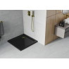Mexen Flat čtvercová sprchová vanička slim 100 x 100 cm, černá, sifon zlatý - 40701010G