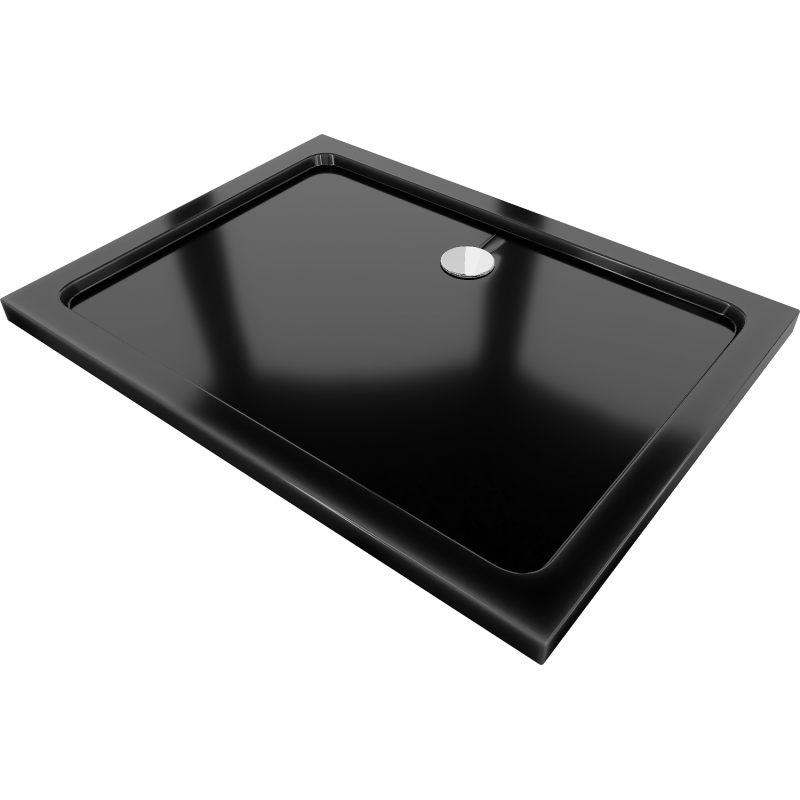 Mexen Flat obdélníková sprchová vanička slim 120 x 100 cm, černá, sifon chrom - 40701012