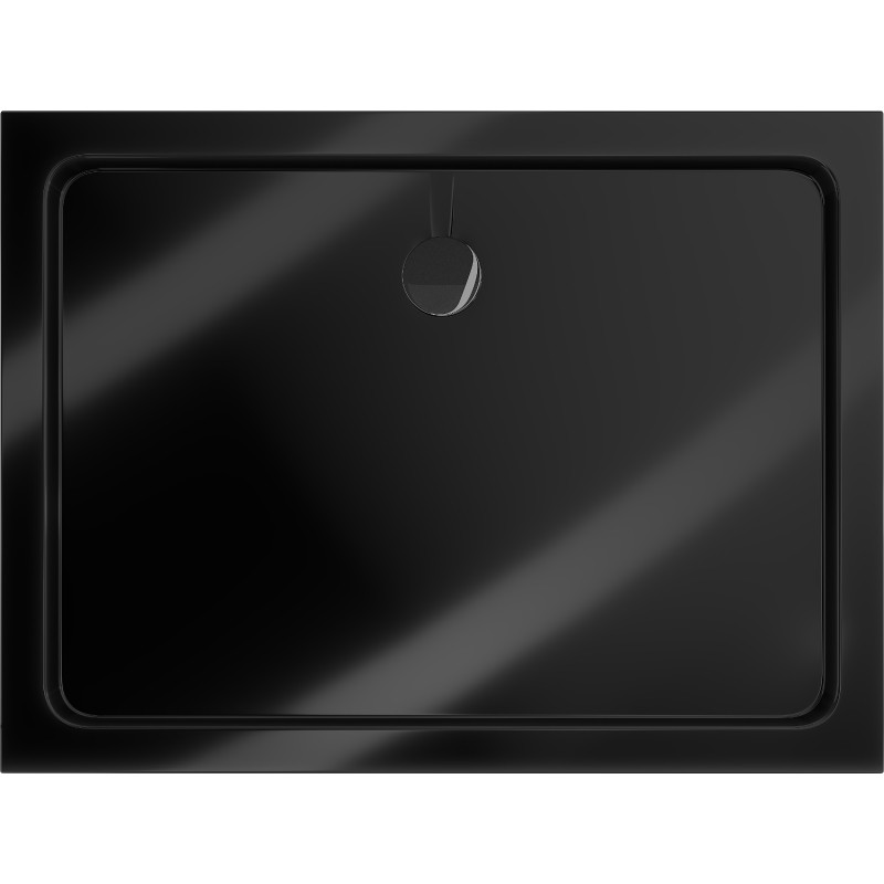 Mexen Flat obdélníkový sprchový kout slim 130 x 100 cm, černý, černý sifon - 40701013B