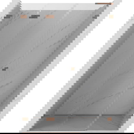 Mexen Lunar-F L skládací sprchové dveře levé 125 cm, transparentní, kartáčovaná měď - 836SL-125-050-65-00-L