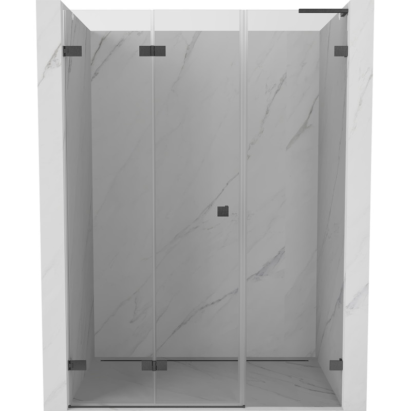 Mexen Lunar-F L zlamovací sprchové dveře levé 130 cm, transparentní, gun gray kartáčovaný - 836SL-130-050-66-00-L