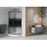 Mexen Rio sprchový kout půlkruhový 90 x 90 cm, černé pruhy, černá + sprchová vanička , bílá - 863-090-090-70-20-4710