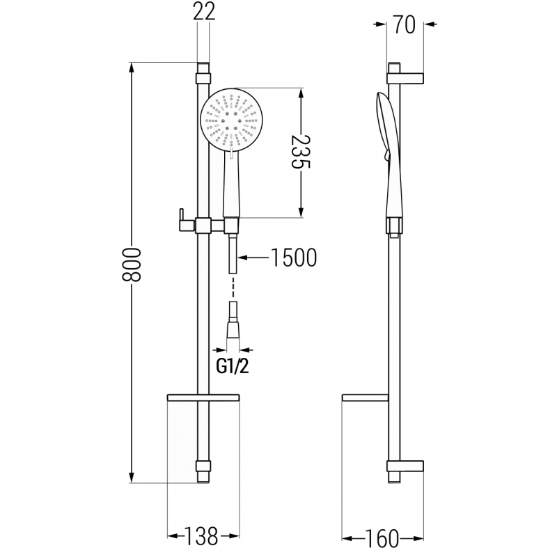 Mexen DQ67 posuvná sprchová sada, černá - 785674581-70