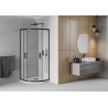 Mexen Rio sprchový kout půlkruhový 90 x 90 cm, matný, černý + vanička Flat, bílý - 863-090-090-70-30-4110B