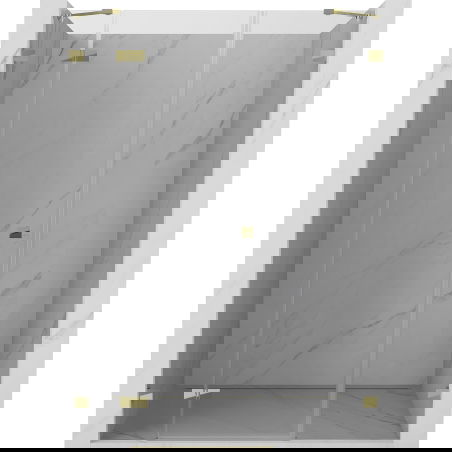 Mexen Lunar sprchové dveře otevírací levé 145 cm, transparentní, zlaté - 834S-145-050-50-00-L