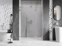 Mexen Lunar-F L skladacie sprchové dveře pravé 120 cm, transparentní, kartáčovaný nikl - 836SL-120-050-97-00-P