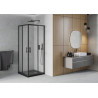 Mexen Rio čtvercová sprchová kabina 90 x 90 cm, mražené sklo, černá + Flat vanička, černá - 860-090-090-70-30-4070B