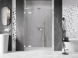 Mexen Lunar L sprchové dveře otočné levé 155 cm, průhledné, bílé - 834SL-155-050-20-00-L