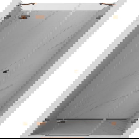 Mexen Lunar sprchové dveře výklopné levé 130 cm, transparentní, růžové zlato - 834S-130-050-60-00-L