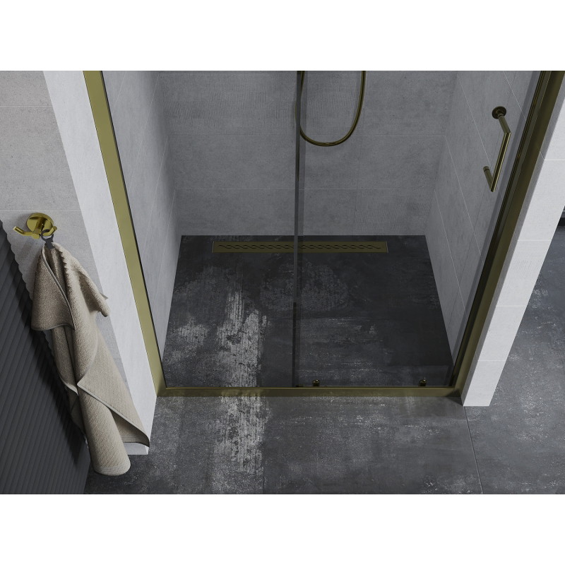 Mexen Apia posuvné sprchové dveře 125 cm, průhledné, zlaté - 845-125-000-50-00