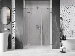 Mexen Lunar sprchové dveře výklopné levé 150 cm, transparentní, kartáčovaný nikl - 834S-150-050-97-00-L