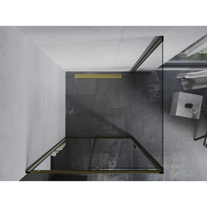 Mexen Apia sprchový kout posuvný 90 x 90 cm, transparentní, zlatý - 840-090-090-50-00