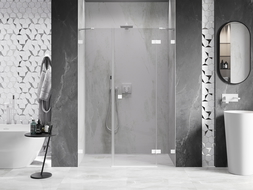 Mexen Lunar sprchové dveře otočné pravé 130 cm, transparentní, bílé - 834S-130-050-20-00-P