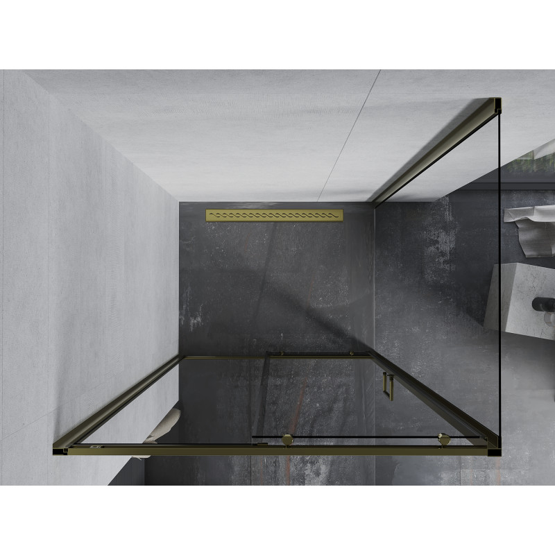 Mexen Apia posuvná sprchová kabina 95 x 100 cm, transparentní, zlatá - 840-095-100-50-00