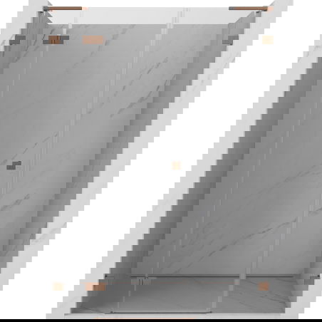 Mexen Lunar L levé sprchové dveře, výklopné, levé 120 cm, transparentní, kartáčovaná měď - 834SL-120-050-65-00-L