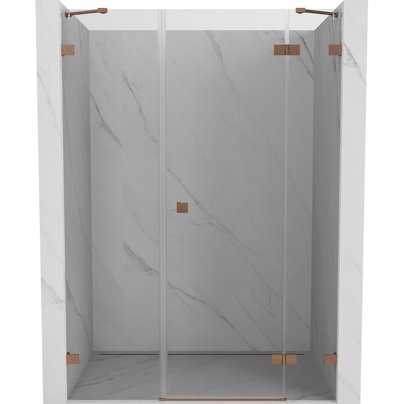 Mexen Lunar sprchové dveře pravé otevírací 155 cm, transparentní, kartáčovaná měď - 834S-155-050-65-00-P