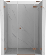 Mexen Lunar sprchové dveře pravé otevírací 155 cm, transparentní, kartáčovaná měď - 834S-155-050-65-00-P