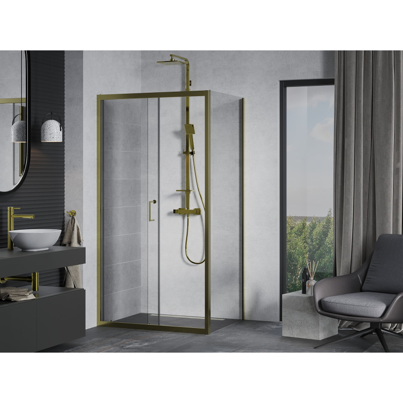 Mexen Apia posuvná sprchová kabina 125 x 90 cm, průhledná, zlatá - 840-125-090-50-00