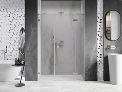 Mexen Lunar sprchové dveře výklopné pravé 160 cm, transparentní, kartáčovaný nikl - 834S-160-050-97-00-P