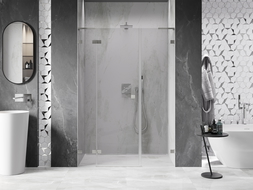 Mexen Lunar L sprchové dveře otevírací levé 150 cm, transparentní, kartáčovaný nikl - 834SL-150-050-97-00-L