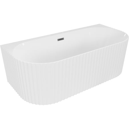 Mexen Sella volně stojící nástěnná vana s drážkováním 170 x 80 cm, bílý lesk, přepad gun metal - 52711708000-95