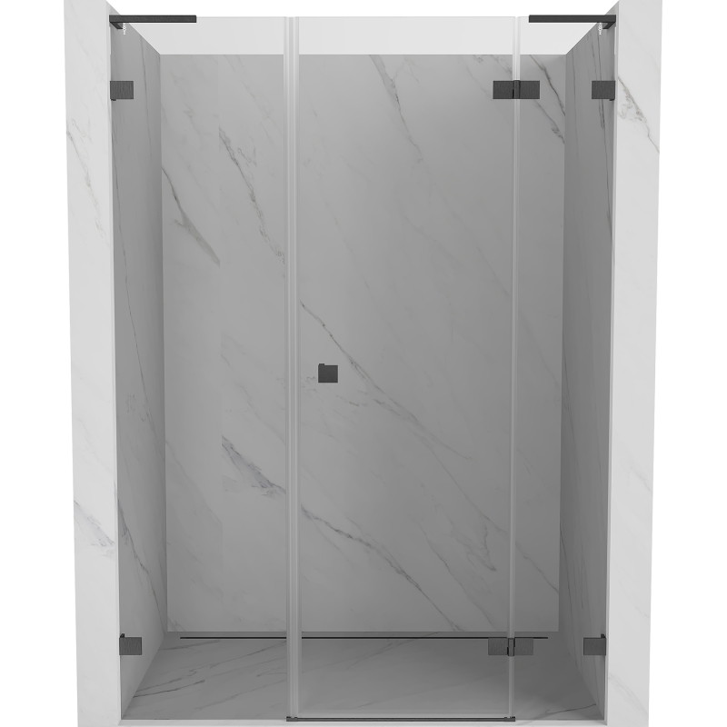 Mexen Lunar L sprchové dveře otočné pravé 140 cm, transparentní, gun gray kartáčovaný - 834SL-140-050-66-00-P