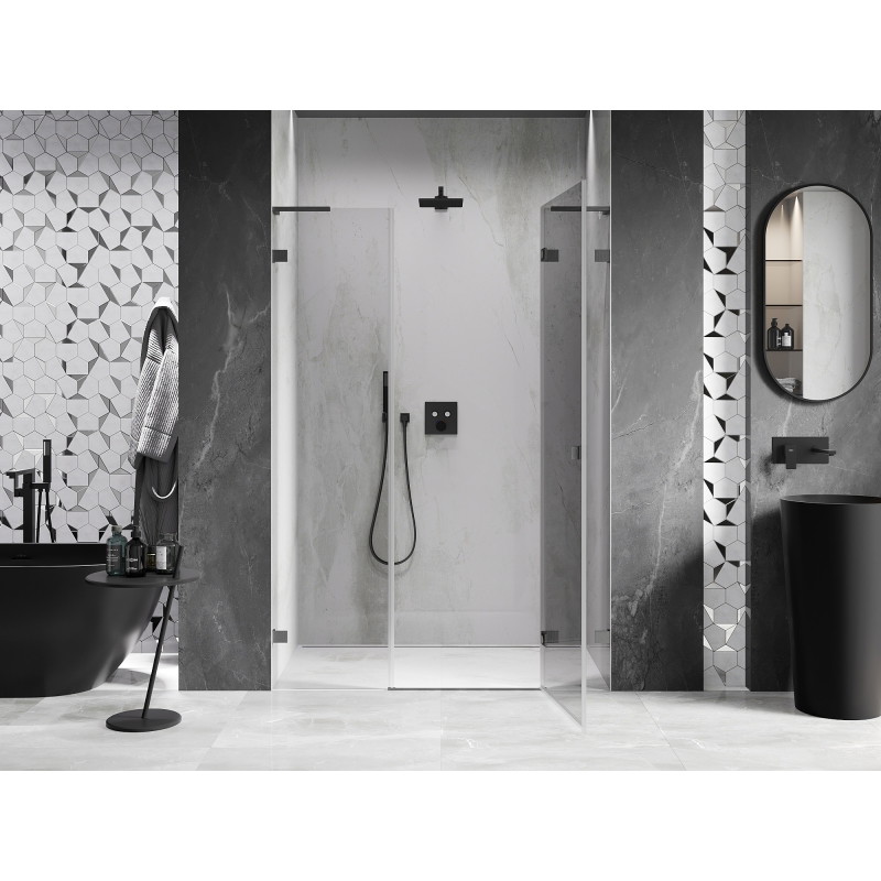 Mexen Lunar L sprchové dveře otočné pravé 140 cm, transparentní, gun gray kartáčovaný - 834SL-140-050-66-00-P