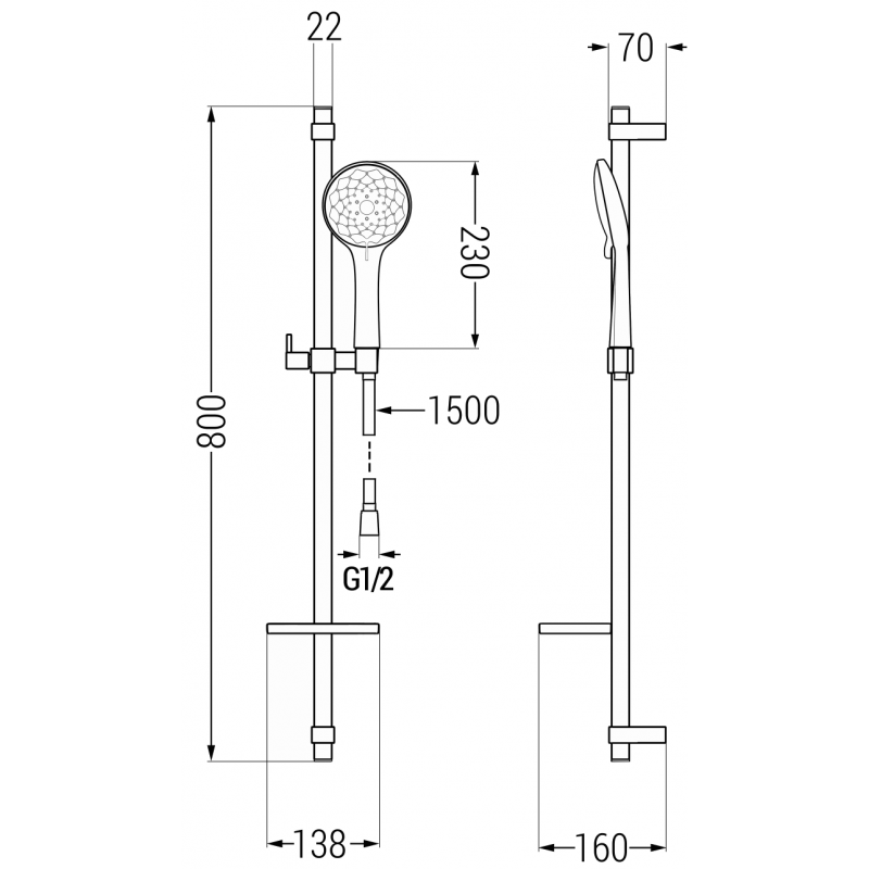 Mexen DQ74 posuvná sprchová souprava, chrom - 785744581-00