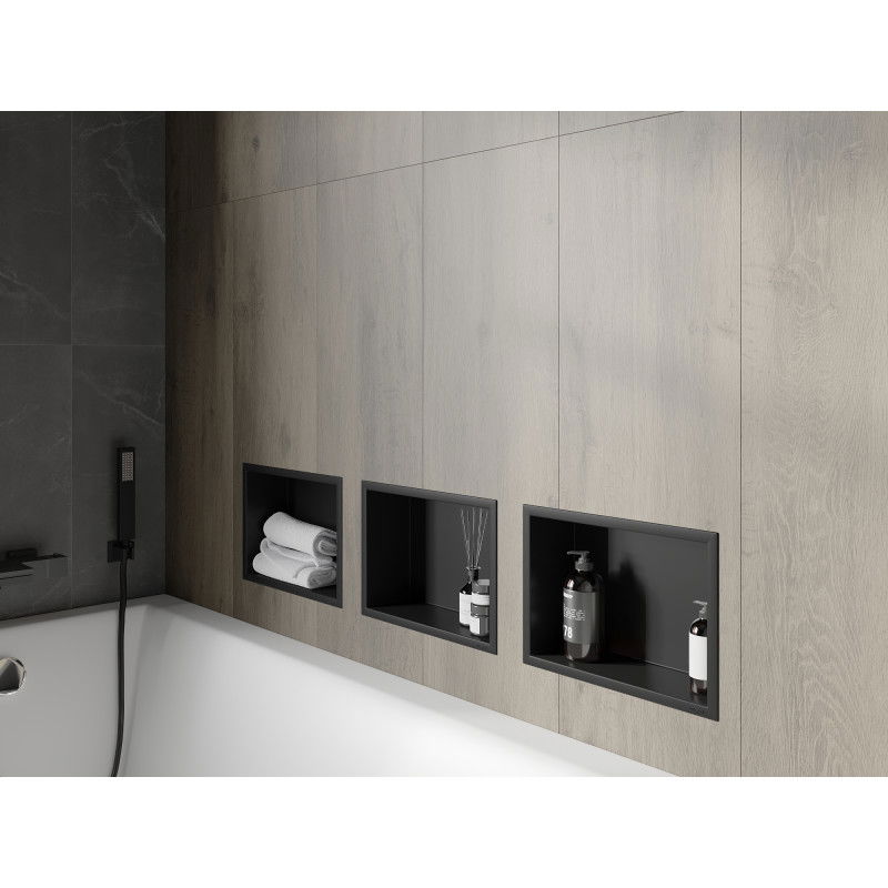 Mexen X-Wall-R nástěnná police s límcem 30 x 20 cm, černá - 1970302010