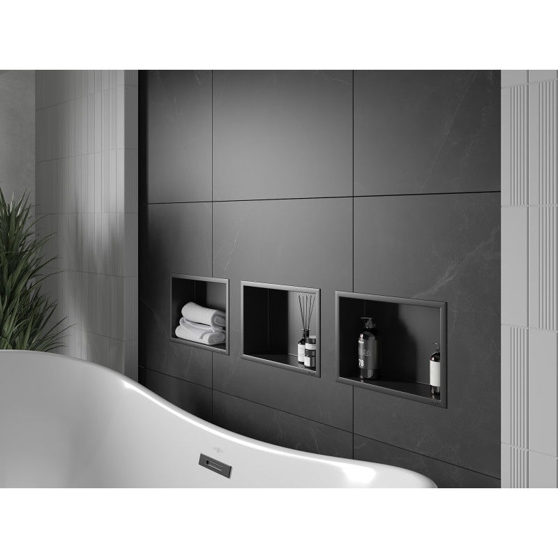 Mexen X-Wall-R nástěnná police s límcem 30 x 20 cm, černá - 1970302010