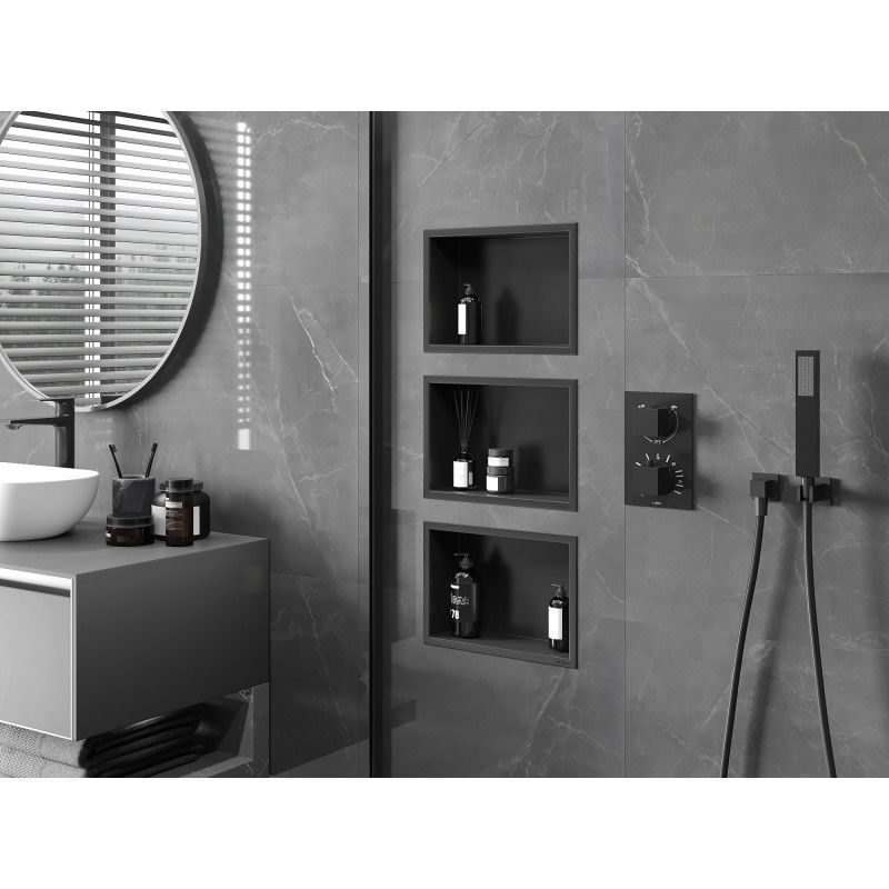 Mexen X-Wall-R nástěnná police s límcem 30 x 20 cm, černá - 1970302010