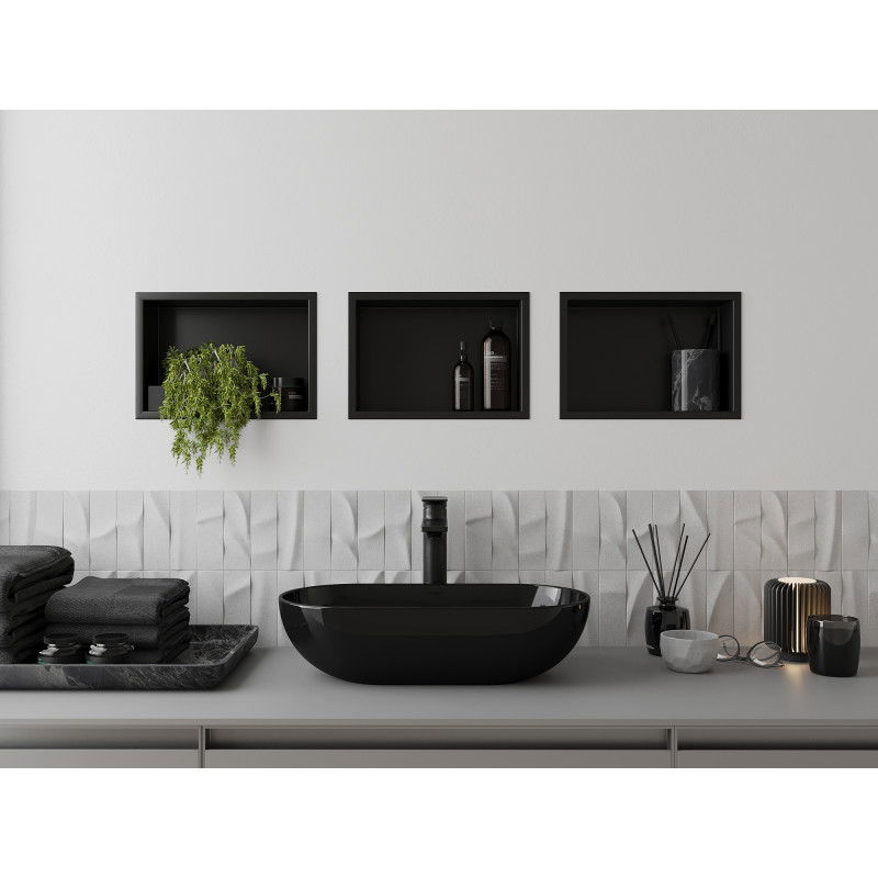 Mexen X-Wall-R nástěnná police s límcem 30 x 20 cm, černá - 1970302010