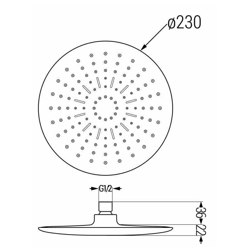 Mexen D-67 hansgrohe 22 cm, černá - 79767-70