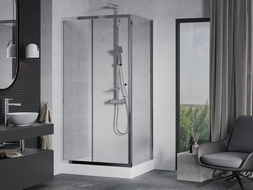Mexen Apia sprchová kabina posuvná 120 x 90 cm, transparentní, chrom + sprchová vanička Rio - 840-120-090-01-00-4510