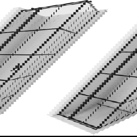 Mexen Mist T sprchový kout s otevíráním vlevo 115 x 90 cm, černá mřížka, černý - 8A4T-115-090-70-77-L